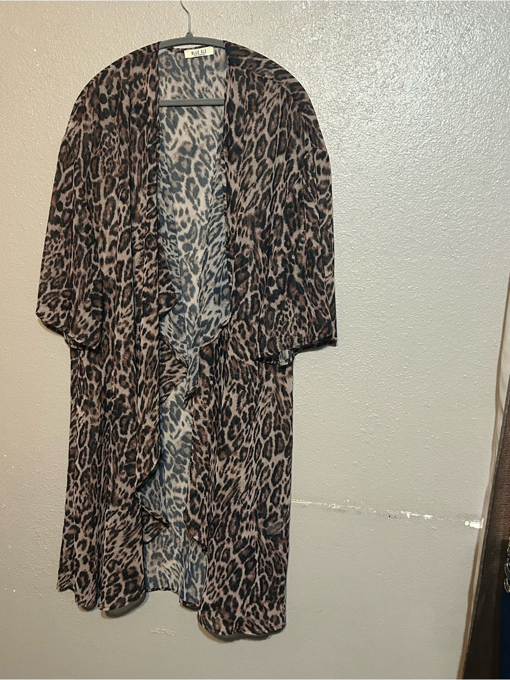 Leopard Print Open-Front Drape Cape in Brown/Black